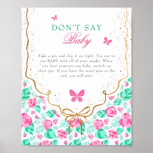 Our Lovely One Don't Say Baby Shower Game Sign Poster (Voorkant)
