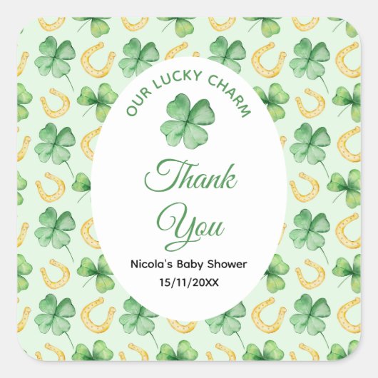Our Lucky Charm St Patrick's Baby Shower Vierkante Sticker (Voorkant)