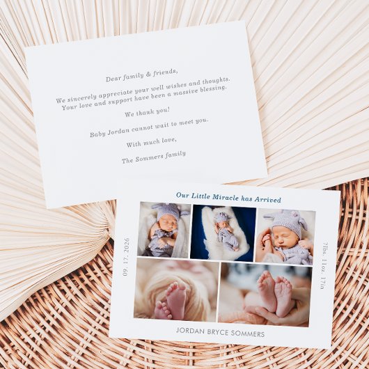 Our Miracle has Arrived Baby Announcement Card Kaart