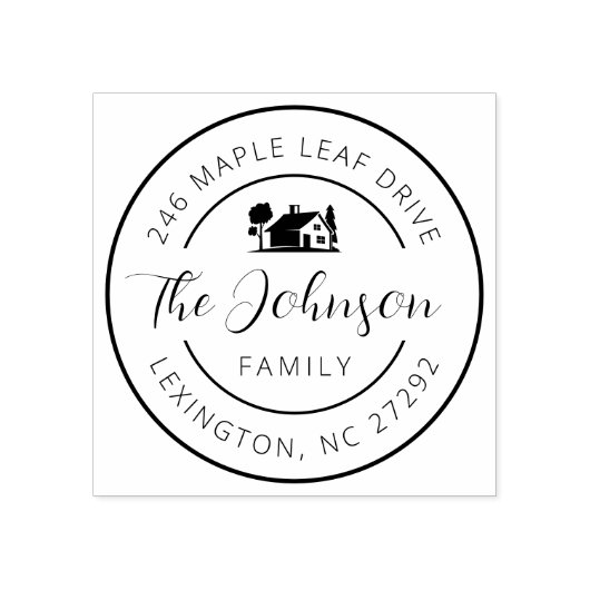 Our New House Address Announcement Round  Rubberstempel (Afrduk)