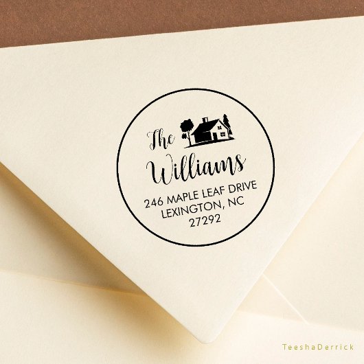 Our New House Announcement Return Address Round  Rubberstempel