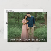 Our Next Chapter Begins Photo Save the Date Aankondigingskaart (Voorkant / Achterkant)