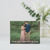 Our Next Chapter Begins Photo Save the Date Aankondigingskaart (Staand voorkant)