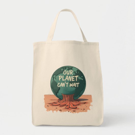 Our Planet Can’t Wait – Climate Action Tote Bag (Voorkant)
