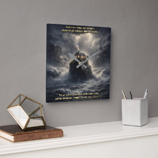 Our refuge & strength vierkante klok