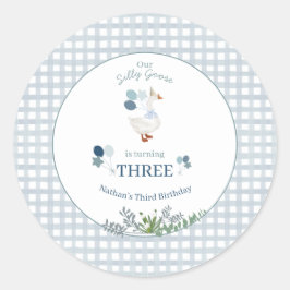 Our Silly Goose Birthday Any Age Blue  Ronde Sticker
