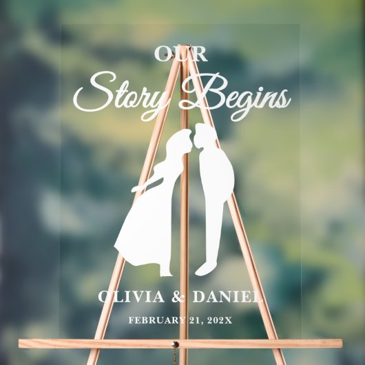 Our Story Begins Luxury Wedding Welcome Acryl Bord (Neutraal)