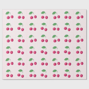 "Our Sweet Cherry" Roze & Groene Verjaardag Cadeaupapier