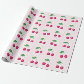 "Our Sweet Cherry" Roze & Groene Verjaardag Cadeaupapier (Uitgerold)