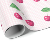 "Our Sweet Cherry" Roze & Groene Verjaardag Cadeaupapier (Rol Hoek)