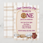 Our Sweetie Pie is One, Baking 1st Birthday Kaart (Voorkant / Achterkant)