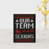 Our Team Sleighs Christmas Reindeers Santa's Kaart (Gele Bloem)