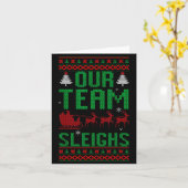Our Team Sleighs Christmas Reindeers Santa's  Kaart (Gele Bloem)
