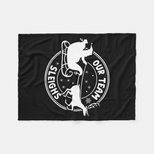 Our Team Sleighs Christmas Reindeers Santa's Long  Fleece Deken (Voorkant (Horizontaal))