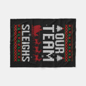 Our Team Sleighs Christmas Reindeers Santa's Long  Fleece Deken (Voorkant (Horizontaal))