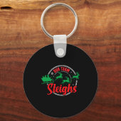 Our Team Sleighs Christmas Reindeers Santa's Long  Sleutelhanger (Voorkant)