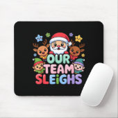 Our Team Sleighs Christmas Santa And Xmas Party Sq Muismat (Met muis)