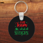 Our Team Sleighs Christmas Santa Reindeers Office  Sleutelhanger (Voorkant)