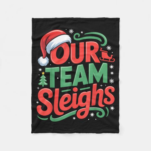 Our Team Sleighs Funny Christmas Reindeers Xmas  Fleece Deken (Voorkant)
