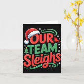 Our Team Sleighs Funny Christmas Reindeers Xmas  Kaart (Gele Bloem)
