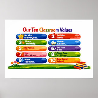 Our Ten Classroom Values – 24×36 Landscape Poster