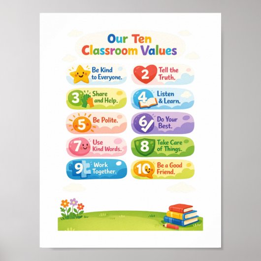 Our Ten Classroom Values Poster   (Voorkant)