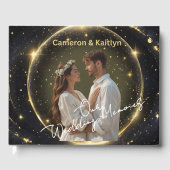 Our Wedding Memories – Elegant Black and Gold Cust Gastenboek (Voorkant)