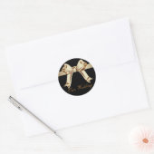 "Our Wedding" - Sepia/Gold Bow en Ribbon[a] Ronde Sticker (Envelop)