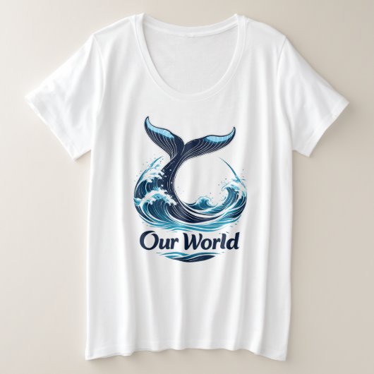 Our World Whale Tail Ocean Conservation Grote Maat T-shirt (Design voorkant)