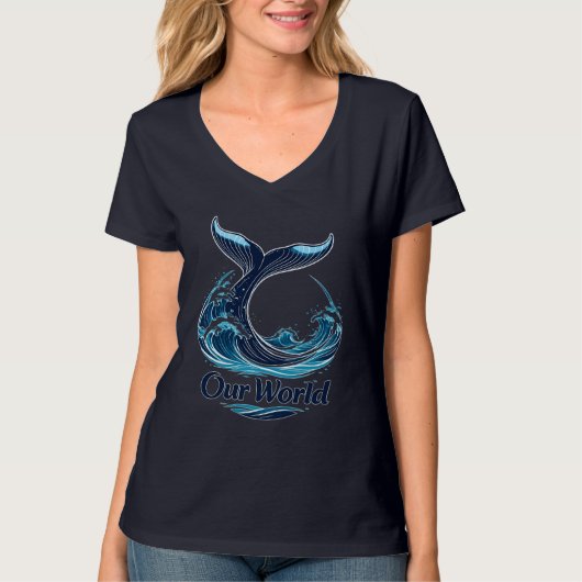 Our World Whale Tail Ocean Conservation T-shirt (Voorkant)