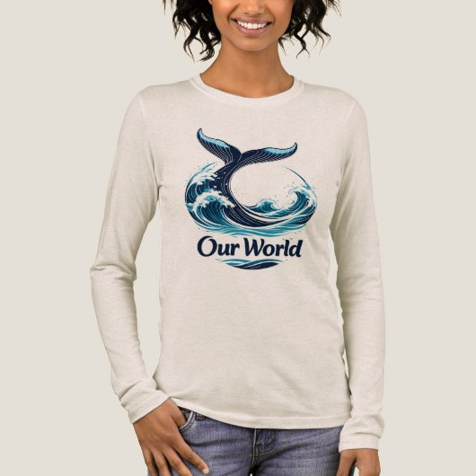 Our World Whale Tail Ocean Conservation Tri-Blend Shirt (Voorkant)