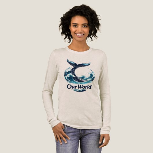 Our World Whale Tail Ocean Conservation Tri-Blend Shirt (Voorkant)