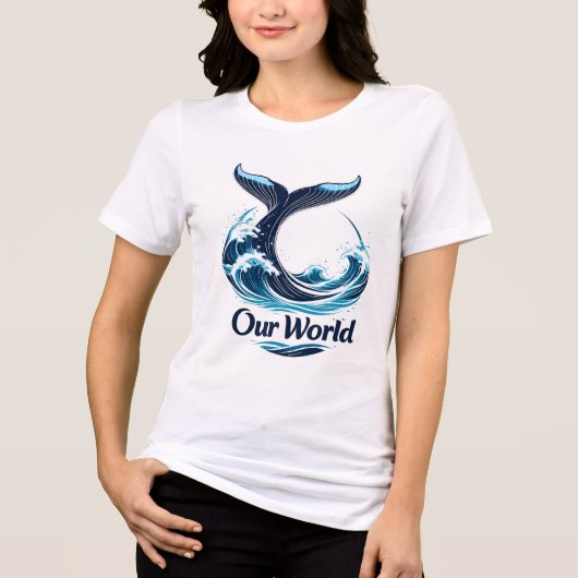 Our World Whale Tail Ocean Conservation Tri-Blend Shirt (Voorkant)