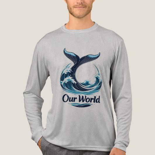 Our World Whale Tail Ocean Conservation Tri-Blend Shirt (Voorkant volledig)