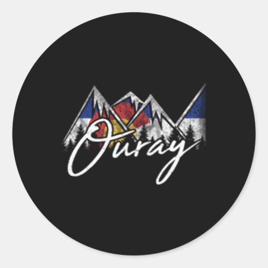 Ouray Colorado Flag Mountains Ronde Sticker (Voorkant)