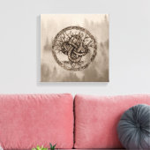 Ouroboros Celtic Knot with Tree of Life Sepia Canvas Afdruk (Insitu (Woonkamer))