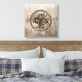 Ouroboros Celtic Knot with Tree of Life Sepia Canvas Afdruk (Insitu (Slaapkamer))