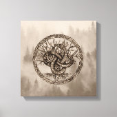 Ouroboros Celtic Knot with Tree of Life Sepia Canvas Afdruk (Voorkant)