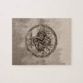 Ouroboros Celtic Knot with Tree of Life Sepia Legpuzzel (Horizontaal)