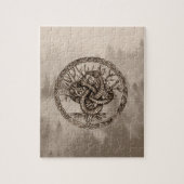 Ouroboros Celtic Knot with Tree of Life Sepia Legpuzzel (Verticaal)