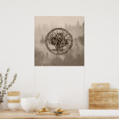 Ouroboros Celtic Knot with Tree of Life Sepia Poster (Keuken)