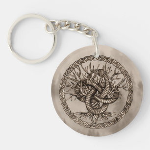 Ouroboros Celtic Knot with Tree of Life Sepia Sleutelhanger