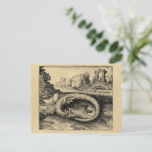 Ouroboros Dragon Biting it's Tail Sepia Briefkaart (Staand voorkant)