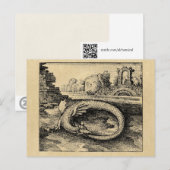 Ouroboros Dragon Biting it's Tail Sepia Briefkaart (Voorkant / Achterkant)