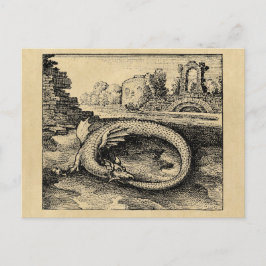 Ouroboros Dragon Biting it's Tail Sepia Briefkaart