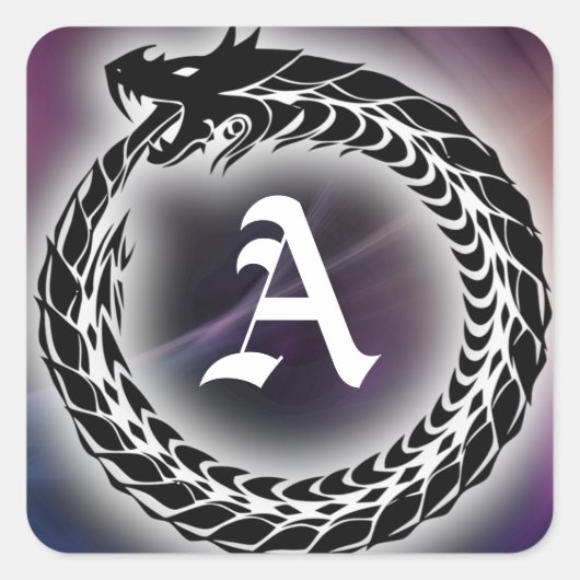 Ouroboros Dragon eet staart | Gotisch monogram Vierkante Sticker (Voorkant)
