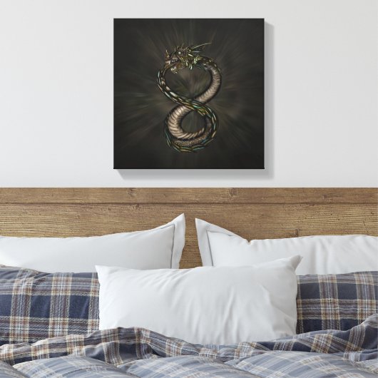 Ouroboros - Infinity Dragon Canvas Afdruk (Insitu (Slaapkamer))