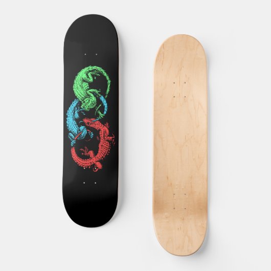 Ouroboros Lizards Black Persoonlijk Skateboard (Voorkant)