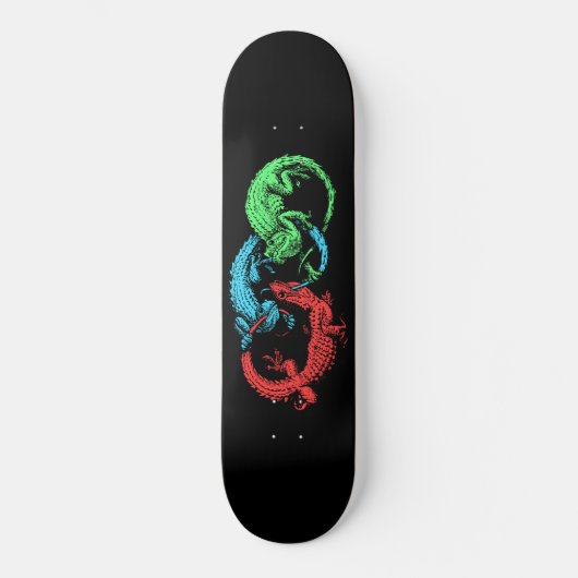 Ouroboros Lizards Black Persoonlijk Skateboard (Voorkant)