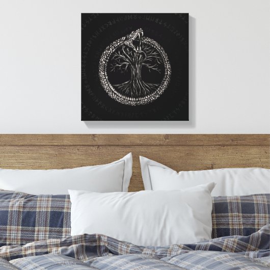 Ouroboros met levensboom canvas afdruk (Insitu (Slaapkamer))